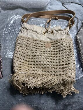Authentic Vintage Fendi SAS Crochet Fringe Bucket Bag - Rare Gold Metallic